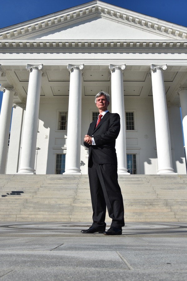 Robert Murray standing in front of the Virginia State Capitol in Richmond